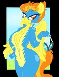 2015 4_fingers anthro anthrofied bedroom_eyes breasts camel_toe cleavage clothed clothing collaboration colored curvy_figure digital_drawing_(artwork) digital_media_(artwork) equid equine eyebrows eyelashes eyewear female fingers friendship_is_magic goggles hair hasbro holding_goggles king-cheetah krazykari latex mammal my_little_pony mythological_creature mythological_equine mythology narrowed_eyes orange_eyes orange_hair orange_tail partially_clothed pegasus portrait raised_eyebrow seductive solo spitfire_(mlp) tail three-quarter_portrait wings wonderbolts_(mlp) wonderbolts_uniform yellow_body