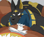 anthro bottomwear bulge bulge_nuzzling butt clothing duo erection licking licking_lips licking_own_lips loincloth male male/male muscular muscular_male nuzzling self_lick tenting tongue tongue_out hyaku_(artist) egyptian_mythology middle_eastern_mythology mythology anubis anubian_jackal canid canine canis deity jackal mammal 2020 2d_animation animated frame_by_frame no_sound short_playtime webm