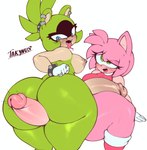 accessory anthro barbell_piercing big_breasts big_butt big_penis blue_eyes bracelet breasts butt clothing countershade_face countershading crossgender curvy_figure cute_fangs duo erection eyelashes fangs ftg_crossgender fti_crossgender fur genitals glans gloves green_body green_eyes green_fur green_hair gynomorph gynomorph/gynomorph hair hair_accessory hair_tie handwear huge_butt huge_penis huge_thighs humanoid_genitalia humanoid_penis hyper hyper_butt hyper_genitalia hyper_penis intersex intersex/intersex interspecies jewelry nipple_barbell nipple_piercing nipples open_mouth penis piercing studded_bracelet studded_hair_tie studded_jewelry studs teeth thick_thighs tied_hair tongue tongue_out takynu90 idw_publishing sega sonic_the_hedgehog_(comics) sonic_the_hedgehog_(idw) sonic_the_hedgehog_(series) amy_rose surge_the_tenrec afrosoricid eulipotyphlan hedgehog mammal tenrec 2025 absurd_res hi_res