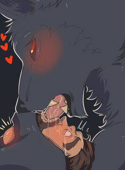 anthro barazoku beard black_body black_fur blush bodily_fluids dominant dominant_anthro dominant_male duo extreme_french_kiss facial_hair fangs forced forced_kiss french_kissing fur glowing glowing_eyes human_on_anthro interspecies kissing larger_anthro larger_dom male male/male mind_break muscular muscular_anthro muscular_male neck_bulge questionable_consent saliva size_difference smaller_human submissive submissive_human submissive_male tears tears_of_desperation teeth tongue tongue_out pinumontbalou mythology canid canine human mammal mythological_canine mythological_creature werecanid werecanine werecreature werewolf hi_res