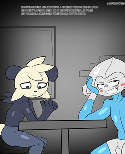 annoyed anthro black_body blue_body bulge dating detailed_bulge duo fake_smile femboy male navel pan_(token_taker) sad sitting smile tail text upset token_taker nintendo pokemon cham_(token_taker) generation_3_pokemon generation_6_pokemon meditite pancham pokemon_(species) comic digital_media_(artwork) hi_res