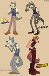 2020 absurd_res anthro beastars belt bottomwear canid canine canis cartoon_network cheek_tuft clawed_fingers claws clone_high clothed clothing denim denim_bottomwear denim_clothing digital_media_(artwork) dress_shirt eyebrows facial_tuft fangs finger_claws footwear fully_clothed fur gorillaz green_body green_fur grey_body grey_fur hand_in_pocket hi_res humanoid_hands jacket jeans legoshi_(beastars) male mammal motorcity multiple_styles necktie ok_k.o.!_let's_be_heroes open_mouth pants pockets prick_ears rainiechi rolled_up_sleeves shirt shoes simple_background smile snout solo standing style_emulation tail tan_background teeth the_hands_of_sincerity toony topwear tuft vest wolf