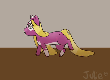 ambiguous_feral ambiguous_gender blinking blonde_hair countershading eye_patch_(marking) eyelashes facial_markings feral fur grey_eyes hair head_markings hooves long_hair markings patch_(marking) purple_body purple_fur purple_hooves side_view simple_background solo tail text walking white_body white_countershading yellow_tail young young_ambiguous young_feral julie_(artist) fluffy_pony princess_(julie) fluffy_pony_(species) mammal 2020 2d_animation animated artist_name digital_media_(artwork)