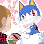 anthro big_penis blue_body bodily_fluids censor_bar chibi cum duo erection genital_fluids genitals huge_penis humanoid_genitalia humanoid_penis ineffective_censorship male penis rape_face red_eyes smile soul_devouring_eyes text agemono animal_crossing nintendo rover_(animal_crossing) villager_(animal_crossing) domestic_cat felid feline felis human mammal 1:1 censored japanese_text low_res translated