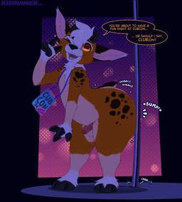 anthro balls big_butt bottom_heavy butt con_badge dialogue femboy foreskin genitals hooves horn humanoid_genitalia humanoid_penis looking_at_viewer male male_anthro nude nude_anthro nude_male orange_eyes penis pole shortstack shortstack_male small_balls small_penis solo stripper_pole tail tan_body text thick_thighs wide_hips young young_anthro young_male r3drunner cub_con bovid caprine goat mammal 2026 digital_media_(artwork) english_text hi_res url