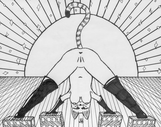 all_fours anthro anus ass_up bedroom_eyes belly big_breasts boots breasts building butt clothing dipstick_tail dot_pupils female footwear genitals glistening glistening_clothing gloves handwear hanging_breasts humanoid_genitalia humanoid_vulva latex latex_boots latex_clothing latex_footwear latex_gloves latex_handwear latex_thigh_boots legwear looking_at_viewer macro markings mostly_nude mostly_nude_anthro mostly_nude_female narrowed_eyes navel nipples perspective plantigrade pointy_ears presenting presenting_hindquarters presenting_vulva prick_ears raised_tail rear_view seductive shoes solo spread_legs spreading star sun sunset symmetry symmetry_(reflectional) tail tail_markings thigh_boots thigh_highs vulva whiskers just_w domestic_cat felid feline felis mammal 2025 absurd_res cross-hatching dated hatching_(art) hi_res monochrome pen_(artwork) shaded signature traditional_media_(artwork)