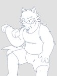 anthro bottomwear clothing exercise frown holding_object looking_at_viewer male muscular muscular_anthro muscular_male neck_tuft scowl shirt shorts sitting solo tank_top topwear tuft weightlifting weights workout mrjosh47 password_(visual_novel) tyson_(password) canid canine canis mammal wolf 3:4 absurd_res digital_drawing_(artwork) digital_media_(artwork) hi_res