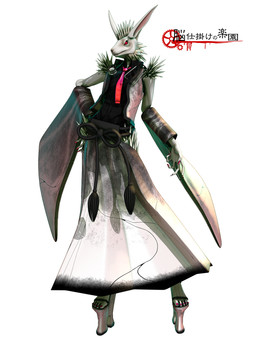 anthro armwear asian_clothing clothing colored_nails detached_sleeves footwear fur hand_on_hip high_heels logo long_ears male mohawk nails necktie plantigrade pupils red_eyes red_nails red_necktie shoes simple_background slit_pupils solo spiky_fur standing text white_background white_body white_fur deino_(artist) deino_(modeler) bani-sama_(deino) lagomorph leporid mammal rabbit 2018 3:4 3d_(artwork) autodesk_3ds_max_(artwork) digital_media_(artwork) full-length_portrait hi_res japanese_text portrait