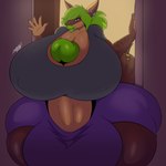 anthro areola autotitfuck autotitfuck_under_clothes balls big_balls big_breasts big_butt big_penis breast_play breasts brown_body brown_stripes butt clothing ear_piercing facial_piercing genitals glans green_areola green_glans green_hair green_lips green_spots gynomorph hair huge_balls huge_breasts huge_butt huge_penis hyper hyper_balls hyper_breasts hyper_butt hyper_genitalia hyper_penis intersex lip_piercing lip_ring lips masturbation non-mammal_breasts nose_piercing penile penile_masturbation penis penis_between_breasts piercing ring_piercing solo spots stripes tan_body wardrobe_malfunction wide_hips itisjoidok aella fish marine shark absurd_res hi_res