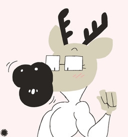 4_fingers anthro antlers bar_emanata black_lips blush blush_lines clothing emanata expansion eyelashes eyewear femboy fingers fur glasses glistening glistening_lips horn hyper hyper_lips lip_expansion lips logo male solo sweater tan_body tan_fur text thick_lips topwear turtleneck thatdawgmurray kakukaku_shikajika_(daihatsu_motors) deer mammal aliasing artist_logo artist_name digital_media_(artwork) hi_res signature
