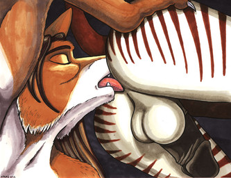 anal anthro backsack balls black_penis butt butt_grab duo eyes_closed flaccid genitals hand_on_another's_butt hand_on_butt humanoid_genitalia humanoid_penis licking male male/male male_penetrated male_penetrating male_penetrating_male oral penetration penis raised_tail rimming sex tail tongue tongue_out white_balls ayame_emaya canid canine fox giraffid mammal okapi