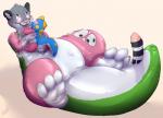 3_fingers 3_toes 5_fingers anthro black_body black_fur dipstick_tail feet fingers fur glistening grey_body grey_fur hypnosis inflatable long_tail male markings mind_control multicolored_body multicolored_fur multicolored_tail nozzle nude open_mouth pink_body pink_fur plushie pool_toy simple_background smile solo spiral spiral_eyes striped_markings striped_tail stripes tail tail_markings toes transformation vinyl white_body white_fur stormdragonblue bubble_bobble mythology square_enix taito bob_(bubble_bobble) bub_(bubble_bobble) skoll_(skoll) animate_inanimate bubble_dragon dinosaur dragon felid leopard living_inflatable mammal mythological_creature mythological_scalie pantherine prehistoric_species reptile scalie 2016 digital_drawing_(artwork) digital_media_(artwork) hi_res