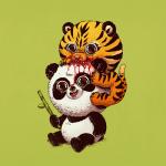 1:1 alex_solis ambiguous_gender bamboo bamboo_stick bear blood bodily_fluids duo felid feral giant_panda gore mammal pantherine tiger