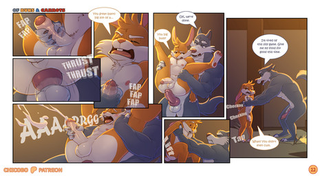 anal anal_knotting anal_penetration anthro anthro_on_anthro anthro_penetrated anthro_penetrating anthro_penetrating_anthro anus balls barn big_butt bodily_fluids butt cum cumshot dialogue duo ejaculation erection fangs foreskin fur genital_fluids genitals glans grey_body grey_fur group handjob hay humanoid_genitalia humanoid_penis impatient inside interspecies kneeling knot knot_fucking knotted_penis knotting male male/male male_penetrated male_penetrating male_penetrating_male nipples nude nude_anthro nude_male onomatopoeia penetration penile penile_penetration penis penis_grab penis_in_ass pink_glans pink_inner_ear pink_nose profanity sex sound_effects speech_bubble teeth text tongue white_balls white_penis yellow_body yellow_fur chicobo hop_(chicobo) wuf_(chicobo) canid canine canis lagomorph leporid mammal rabbit wolf 2026 comic english_text hi_res