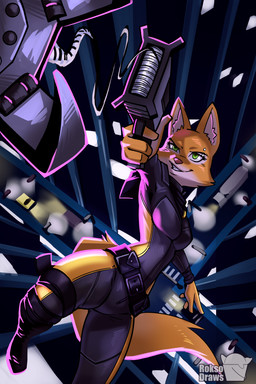 anthro belt bodysuit boots breasts clothing determined eyebrow_piercing eyebrows eyelashes facial_piercing female footwear fur grappling_hook green_eyes inner_ear_fluff orange_body orange_fur piercing shoes skinsuit small_breasts smile solo tan_body tan_fur tight_clothing tuft utility_belt roksodraws dreamworks the_bad_guys diane_foxington canid canine fox mammal 2025 2:3