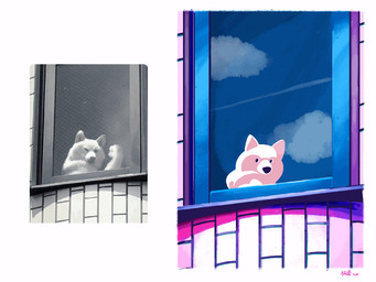 ambiguous_gender anthro anthrofied biceps blinking building comparison feral flexing house looking_at_viewer muscular muscular_ambiguous muscular_anthro one_eye_closed photo smile smirk solo window wink keke_(artist) canid canine canis domestic_dog mammal 2021 2d_animation 4:3 animated colored frame_by_frame loop signature
