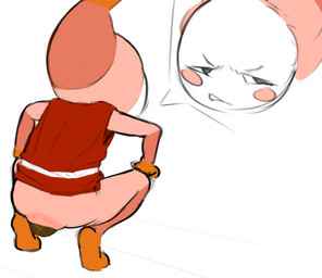 ambiguous_gender ambiguous_pooping anthro anus bottomless bottomless_ambiguous bottomless_anthro butt clothed clothing crouching crowning_feces cutaway excessive_feces feces hyper hyper_feces narrowed_eyes orange_body pink_body pink_cheeks pooping red_clothing red_shirt red_topwear scatplay shirt solo topwear white_body tiosqr blushcrunch_studio dandy's_world shrimpo_(dandy's_world) animal_humanoid aquatic aquatic_humanoid arthropod arthropod_humanoid crustacean crustacean_humanoid humanoid shrimp shrimp_humanoid hi_res male_(lore)