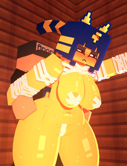 :< anthro bandage bandaged_arm big_breasts black_eyes blue_hair blush bodily_fluids breasts butt curvy_figure faceless_character faceless_male female from_behind_position fur genitals hair huge_breasts makeup male nipple_tape pasties penetration penetration_from_behind pussy_tape saliva sex simple_background solo square_(anatomy) sweat sweatdrop tail tape thick_thighs vulva wide_hips yellow_body coresvoid animal_crossing microsoft minecraft mojang nintendo xbox_game_studios ankha_(animal_crossing) canid domestic_cat felid feline felis mammal 2025 3d_(artwork) digital_media_(artwork) hi_res mine-imator_(artwork)