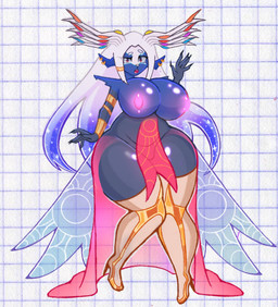 anthro antlers armor armored_boots big_breasts blue_body blue_skin boots breastplate breasts cape clothing curvy_figure fantasy fantasy_armor female female_anthro footwear gem geometric_background glowing glowing_markings grid_background hair high_heeled_boots high_heels hooves horn hourglass_figure huge_breasts hyper hyper_breasts legwear long_hair looking_at_viewer markings open_mouth pattern_background shoes simple_background solo standing thick_thighs thigh_boots thigh_highs unguligrade white_hair wide_hips zefir_vibedark nintendo pokemon deer generation_6_pokemon legendary_pokemon mammal pokemon_(species) xerneas hi_res
