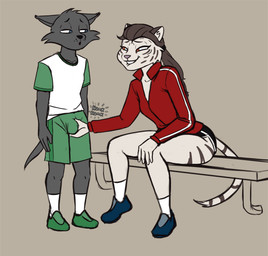 adult_on_young age_difference anthro bite biting_lip biting_own_lip bottomwear bulge bulge_fondling clothed clothing coach dolphin_shorts duo female fur hair male male/female mature_anthro mature_female older_female older_on_young self_bite shota simple_background size_difference stripes tail text tracksuit white_body young young_anthro young_male younger_anthro younger_male imierbenety hanna-barbera swat_kats fan_character jay_guar sveltelana_kotovna_golubaya domestic_cat felid feline felis mammal pantherine tiger 2022 colored colored_sketch digital_drawing_(artwork) digital_media_(artwork) english_text sketch