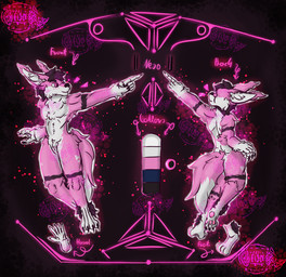 anthro background_text description gradient_background hair male pink_body pink_hair simple_background solo xelhex hybrid model_sheet