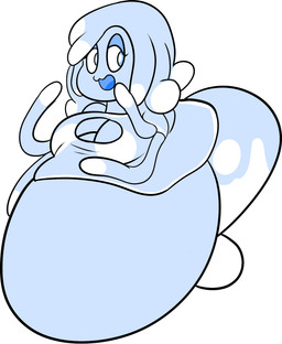 belly big_belly big_breasts blue_body blue_clothing blue_dress blue_eyes blue_skin breasts clothed clothing dress female hair huge_belly hyper hyper_belly inflation looking_at_viewer morbidly_obese morbidly_obese_female not_furry obese obese_female overweight overweight_female simple_background smile solo tentacles weight_gain white_background sweer-tomato quasi ghost quasi-ghost spirit hi_res
