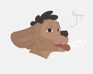 anthro black_hair black_nose bodily_fluids breath brown_body brown_eyes brown_fur brown_spots fur hair male panting solo spots sweat tan_body tan_fur text tongue tongue_out bolt_carrier african_civet civet hybrid hyena mammal spotted_hyena viverrid bust_portrait digital_drawing_(artwork) digital_media_(artwork) english_text portrait