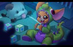 anthro block bottomwear clean_diaper clothed clothing costume diaper diaper_bulge diaper_under_clothing diaper_under_onesie dinosaur_costume looking_at_viewer male nursery onesie open_mouth plushie sitting smile solo spread_legs spreading teeth tongue underwear wearing_diaper young young_anthro bubblepuppers league_of_legends riot_games tencent gnar_(lol) poro yordle hi_res