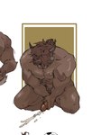 abs anthro bodily_fluids brown_body brown_fur brown_hair cum erection fur genital_fluids genitals hair horn male masturbation muscular muscular_anthro muscular_male orgasm pecs penis solo gao_53937056 lifewonders tokyo_afterschool_summoners catoblepas_(tas)