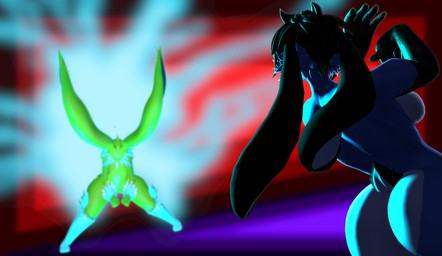 anthro big_butt big_ears blue_body butt crouching duo electric female fight looking_at_another male male/female kylebobby warfaremachine_(modeler) nintendo pokemon domi_(domi3d) eeveelution generation_1_pokemon jolteon lagomorph leporid mammal pokemon_(species) rabbit 3d_(artwork) absurd_res digital_media_(artwork) hi_res source_filmmaker_(artwork)