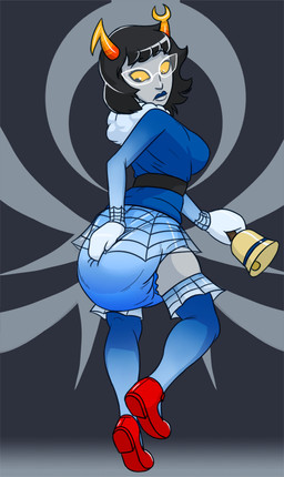 biped bottomwear clothed clothing diaper diaper_under_clothing diaper_under_skirt eyewear feces female glasses handwear holidays legwear looking_back mittens rear_view skirt soiled_diaper soiling solo stockings translucent translucent_clothing unclean_diaper used_diaper wearing_diaper wearing_glasses yellow_sclera zee-rage-man christmas homestuck ms_paint_adventures aranea_serket alien humanoid troll_(homestuck) 2015 digital_drawing_(artwork) digital_media_(artwork)