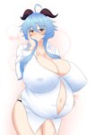 belly big_belly big_breasts big_butt blue_hair blush breasts brown_eyes butt cleavage clothed clothing female hair horn huge_breasts huge_thighs hyper hyper_breasts midriff navel nipple_outline pregnant pregnant_female pregnant_humanoid smile solo standing thick_thighs puffywaffles genshin_impact mihoyo mythology ganyu_(genshin_impact) adeptus_(genshin_impact) animal_humanoid dragon dragon_humanoid horned_humanoid humanoid mythological_creature mythological_scalie scalie hi_res