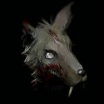 black_background blood bodily_fluids gore male simple_background solo septicemic_(artist) mammal moschid 1:1 absurd_res headshot_portrait hi_res icon portrait