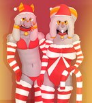 anthro armwear bell bell_collar bra breasts candy candy_cane christmas_clothing christmas_headwear clothing collar dessert dress duo elbow_gloves female food fur gloves grey_body grey_fur hair handwear hat headgear headwear holidays horn jingle_bell jingle_bell_collar legwear male orange_eyes orange_horn pattern_armwear pattern_clothing pattern_elbow_gloves pattern_gloves pattern_handwear pattern_legwear pattern_stockings red_armwear red_bra red_clothing red_collar red_dress red_elbow_gloves red_gloves red_handwear red_legwear red_stockings red_underwear santa_hat stockings striped_armwear striped_clothing striped_elbow_gloves striped_gloves striped_handwear striped_legwear striped_stockings stripes underwear conditional_dnp gusta christmas gusta_(gusta) gusty_(gusta) bovid caprine chinchilla chinchillid goat mammal rodent hi_res