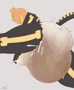 anthro bent_over big_diaper blush bodily_fluids cum cum_in_diaper diaper diaper_masturbation erection erection_in_diaper excessive_cum excessive_genital_fluids feces food for_a_head fruit genital_fluids intersex low-angle_view masturbation masturbation_through_clothing plant pooping pumpkin pumpkin_head soiled_diaper soiling soiling_diaper solo spread_legs spreading unclean_diaper used_diaper using_diaper worm's-eye_view steelshark epic_games fortnite spice_(fortnite) felid feline mammal object_head absurd_res hi_res