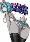 anthro blue_eyes blue_hair buried_frog female hair japanese_text kemono lagomorph leporid mammal rabbit short_hair solo text