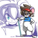 anthro hair happy holding_melee_weapon holding_object holding_sword holding_weapon male melee_weapon serious solo sword weapon bunny_emoji_(artist) eto_rangers bakumaru mammal mouse murid murine rodent 1:1 2013 low_res