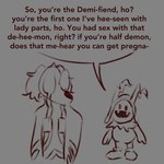 ambiguous_gender anthro clothed clothing dialogue duo eyewear glasses male smile text topless topless_anthro daxhush atlus megami_tensei sega shin_megami_tensei_iii_nocturne arin_(daxhush) demi-fiend jack_frost_(megami_tensei) borzoi canid canine canis demon domestic_dog humanoid hunting_dog mammal sighthound 1:1 2021 english_text greyscale monochrome sketch trans_(lore) trans_man_(lore)