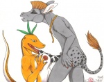 anthro anthro_on_anthro asinus blue_eyes breast_play breasts donkey duo epicwang equid equine erection eyes_closed fellatio female genitals interspecies leza_zingy licking lizard male male/female mammal mohawk nipples nude oral penile penis reptile rope scalie sen_grisane_(character) sex simple_background spots tail titfuck tongue tongue_out urethra urethral urethral_tonguing white_background