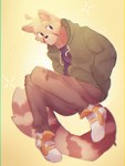 anthro biped black_eyes clothing fur green_clothing green_hoodie green_topwear hoodie looking_at_viewer male orange_body orange_fur slim_anthro slim_male solo topwear fioobsie mammal procyonid raccoon 2024 3:4 hi_res