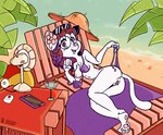 alcohol anthro ball beach beach_ball beach_chair beach_side beverage bikini breasts butt clothing cocktail electric_fan electronics exposed_breasts eyewear female fur genitals half_naked hat headgear headwear highlights_(coloring) inflatable martini mostly_nude palm_tree pawpads paws phone plant presenting presenting_pussy purple_eyes purple_highlights pussy sand seaside solo straw_hat summer sun_hat sunglasses swimwear tree two-piece_swimsuit water white_body white_fur wide_brim_hat doolyboobieboy airpods domestic_cat felid feline felis mammal absurd_res hi_res