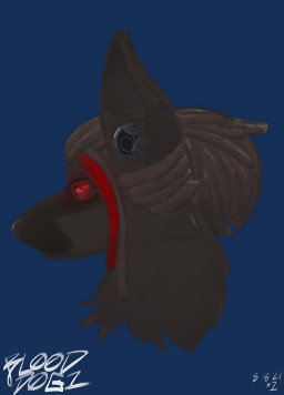 anthro brown_body brown_fur brown_hair dreadlocks earbuds electronics fur hair headphones male ponytail red_eyes red_hair solo bl00dd0g1 canid canine canis domestic_dog german_shepherd herding_dog mammal pastoral_dog alpha_channel digital_media_(artwork) headshot_portrait hi_res portrait