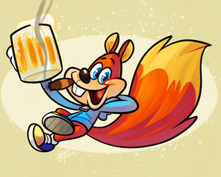 alcohol anthro beer beverage biped blue_clothing blue_eyes blue_hoodie blue_topwear buckteeth cigar clothed clothing dipstick_tail eyebrows footwear fur hoodie male markings open_mouth open_smile shoes smile smoking smoking_cigar solo tail tail_markings teeth topwear 87octane conker's_bad_fur_day rareware conker mammal rodent sciurid tree_squirrel