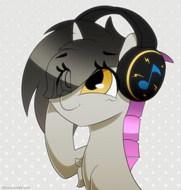 electronics eye_through_hair female feral grey_background hair headphones horn pattern_background simple_background solo text translucent translucent_hair n0nnny hasbro my_little_pony mythology fan_character equid equine mammal mythological_creature mythological_equine unicorn 2018 2d_animation animated animated_gif frame_by_frame hi_res short_playtime