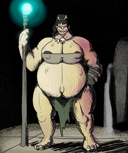 bone bottomwear cave clothing darkness female hyper hyper_pregnancy loincloth magic_user pregnant solo staff underbite vwpologt dungeons_and_dragons hasbro mayternity_2026 wizards_of_the_coast humanoid monster ogre