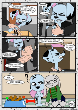 black_spots candy dessert dialogue elderly_male feral food fur holding_character lollipop male notched_ear pet_food rabbit_plushie speech_bubble spots text white_body white_fur redundantmodule 101_dalmatian_street 101_dalmatians disney alfred_bright delgado_(101_dalmatians) canid canine canis dalmatian domestic_dog human mammal comic english_text hi_res