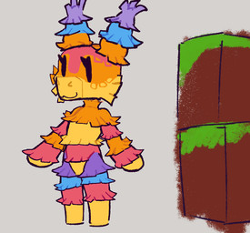 anthro chibi female multicolored_body pinata solo trufzn microsoft minecraft mojang xbox_game_studios paty_(tfzn) animate_inanimate living_pinata