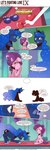 absurd_res blue_eyes blue_hair bowing boxing_gloves clothing comic dialogue english_text equid equine ethereal_hair ethereal_tail female friendship_is_magic hair handwear hasbro hi_res horn mammal my_little_pony mythological_creature mythological_equine mythology princess_luna_(mlp) purple_eyes saturdaymorningproj sparkles sugar_belle_(mlp) text unicorn url winged_unicorn wings