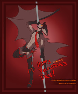 abs anthro athletic athletic_male bulge chest_tuft clothing countershading holidays male pole pubes solo stripper_pole text tuft underwear castbound valentine's_day batboy bat mammal absurd_res hi_res url