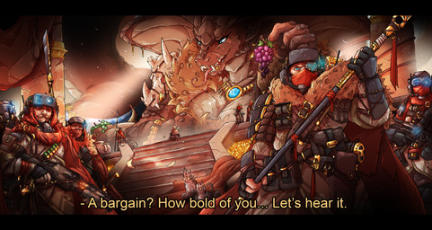 anthro armor bone breasts cape cleavage clothed clothing column female food fruit grape gun jewelry larger_female macro melee_weapon micro necklace plant polearm ranged_weapon size_difference skull spear stairs weapon thesociallyawkwardpinguin scavengers human mammal reptile scalie snake absurd_res hi_res